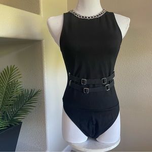 Black Chain Bodysuit by Maniere de Voir